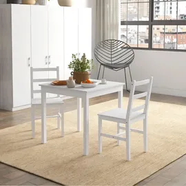 Homcom Essgruppe 3er-Set, Esstisch mit 2 Stühlen, Küchentisch-Set für 2 Personen,