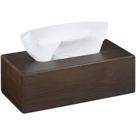 Relaxdays Tücherbox Bambus, Taschentuchbox mit Schiebeboden, Tissue Box für Taschentücher, HBT: 8,5x24x13cm, dunkelbraun
