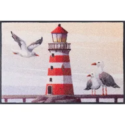 WASH + DRY Fußmatte 50 x 75 cm Motiv SHORESIDE Leuchtturm