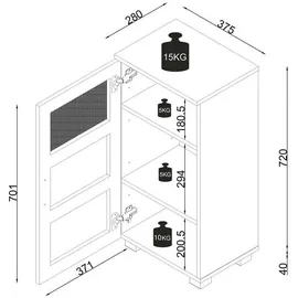 VCM Nilari Midischrank 70 x 38 x 28 cm Weiß