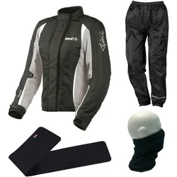 Motorradkombi NERVE Gr. 44, silber (schwarz, silberfarben), Overalls, 44, N-Gr, Obermaterial: 100% Polyester. Innenseite: 100% Polyester