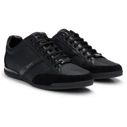 BOSS Herren Sneaker - Saturn Lowp, Turnschuh, Freizeit, Material-Mix mit Echtleder Schwarz EUR 44