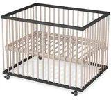 Sämann Babybett Laufgitter 75x100 cm mit Lattenrost schwarz/natur Premium Kollektion beige|schwarz