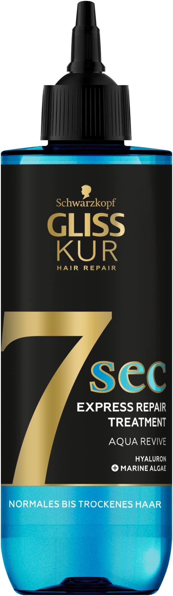 Gliss Kur 7 Sec Express-Repair-Kur Aqua Revive (200 ml), Haarkur sorgt für eine Extraportion Feuchtigkeit und gesunden Glanz in nur 7 Sekunden