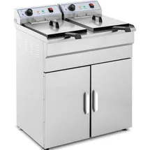 Royal Catering Elektro-Fritteuse - 2 x 16 l - 400 V - Unterschrank - Ablasshahn -