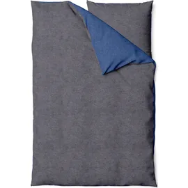 Setex Wendebettwäsche Feinbiber Blau/Grau 135 x 200 cm + 80 x 80 cm