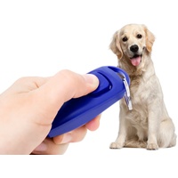 PRECORN Tier-Clicker 2in1 Klicker und Hundepfeife Hunde Clicker Pfeife Hunderziehung, Kunststoff blau