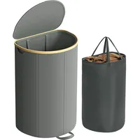 Songmics Wäschekorb, mit Deckel, Wäschesack herausnehmbar, für Waschküche, Schlafzimmer,