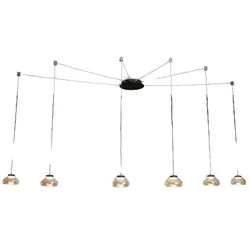 Arabella LED-Hängeleuchter aus Metall und geblasenem Glas, bernsteinfarben 3547-46-125 Fabas Luce