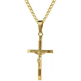 HOPLO Kreuzanhänger Anhänger Kreuz 375 9 Karat Gold mit Kette 2,6 mm 333 Gold 55 cm, Made in Germany 55 cm Unisex