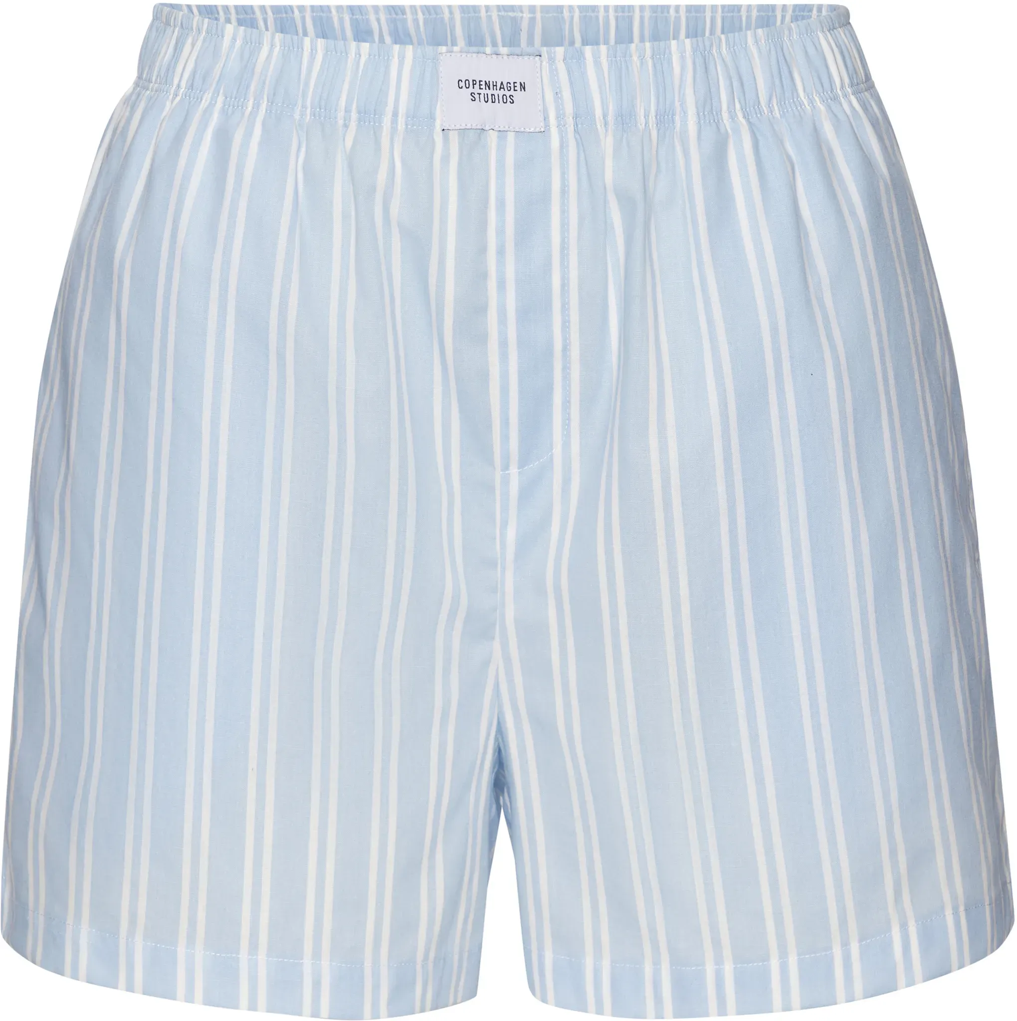 Pyjamashorts COPENHAGEN STUDIOS, Damen, Gr. 38, N-Gr, hellblau gestreift, Web, Obermaterial: 100% Baumwolle, gestreift, loose fit kurz, Hosen, aus fein gewebter Baumwoll-Qualität