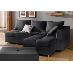 Ecksofa HOME AFFAIRE "Italia L-Form", grau (anthrazit), B:217cm H:80cm T:182cm, Struktur fein (100% Polyester), Microfaser PRIMABELLE (100% Polyester), Sofas, mit Bettfunktion, mit Federkern, Topseller
