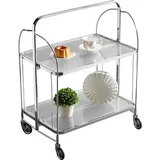2-stöckiger Servierwagen Edelstahl 68×40×80 cm – klappbar Küchenwagen mit Rollen, robuster Gastronomiewagen für Restaurant, Hotel, Schule, K... - Silber