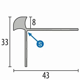 küberit Treppenkantenprofil 33 x 43 x 2500 mm Winkelprofil Einfasshöhe 8 mm Aluminium Glatt Doppelt Versetzt Versenkt Gebohrt Edelstahl Küberit