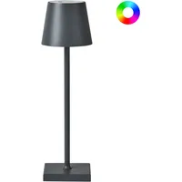 Beliani Kabellose LED Tischlampe VALIRA Metall Dunkelgrau