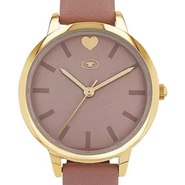 Tom Tailor 2100731 0 mm Kunstledergehäuse Gelbgold IP Sportarmband rosa