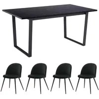 VCM ebuy24 Tilst Essgruppe Tisch Schwarz Marmor Print mit
