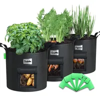 VOUNOT 3 Stück Pflanzsack 43L Pflanztasche mit Fenster &