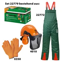 CRAFTLAND Forstschutzset Kwf geprüfte Hose Latzhose Helm Handschuhe, Größe: 48