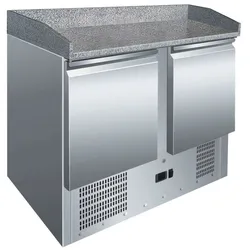 2-türige gekühlte Arbeitsplatte mit Granitplatte für Pizzen - 200W - 1115x765x1195mm