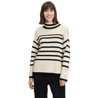 Betty Barclay Damen Grobstrick-Pullover mit Streifen 40, Patch Beige/Black