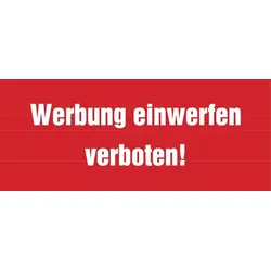 Türschild, Werbung einwerfen verboten!, 40 x 100 mm - 100x40 mm Folie selbstklebend