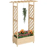 Relaxdays Blumenkasten mit Rankgitter & Dach 183 x 110 x 44 cm Braun