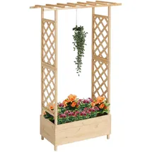 Relaxdays Blumenkasten mit Rankgitter & Dach 183 x 110 x 44 cm Braun