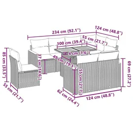 vidaXL Garten-Lounge-Set 9-tlg. beige