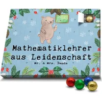 Mr. & Mrs. Panda Schoko Adventskalender Mathematiklehrer Leidenschaft - Blau Pastell - Geschenk, Schokoladen Adventskalender, Firma, Referendariat,... - Blau