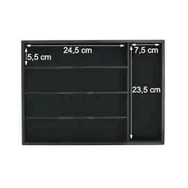 Relaxdays Besteckkasten, 5 Fächer, Schubladen Ordnungssystem, HBT: 4,5 x 34 x 25 cm, Bambus, Besteck Organizer, schwarz