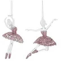 itsisa Baumschmuck Ballerina rosa (2er Set) - Ballett Weihnachtsdeko, Christbaumkugel, Weihnachten