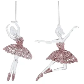 itsisa Baumschmuck Ballerina rosa (2er Set) - Ballett Weihnachtsdeko, Christbaumkugel, Weihnachten