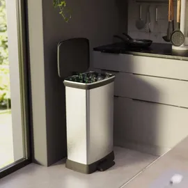 Curver Duo 23+23L Abfallbehälter mit Pedal - Silber