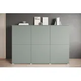 INOSIGN Highboard »Kenia, moderne grifflose Hochkommode mit 6 Türen, Breite 180 cm«, (1 St.), Push-to-Open-Fronten, höhenverstellbaren Einlegeböden, grün