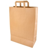 Papstar Papier-Tragetasche, 320 x 170 x 440 mm, braun aus Kraftpapier, 70 g/qm, Tragkraft: 9 kg, mit Tragegriff