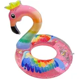 Aufblasbar Flamingo Schwimmring, Glitzer Rosa Schwimmring Luftmatratze Pool floa