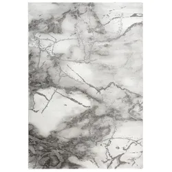 Teppich LEONIQUE "Juliet" Gr. 2, grau, B:80cm H:12mm L:150cm, Kunstfaser, Teppiche, modernes Marmor-Design, Kurzflor, pflegeleicht, weich