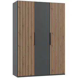 WIMEX Drehtürenschrank »Andorra by fresh to go«, Mit 3D-Leisten für Akustikpaneel-Optik schwarz