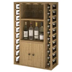 Weinregal der Serie Godello aus heller Kiefer 20 Flaschen + Spirituosen + 9 Gläser