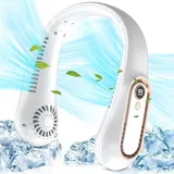Tragbarer Nackenventilator, Halsventilator, Blattloser Ventilator, 5 Geschwindigkeit, 360° Nackenbügel-persönlicher Ventilator, Weiß - Weiß