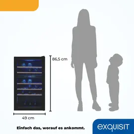 Exquisit Weinkühlschrank 2 Zonen, Platz für 45 Flaschen, 119 Liter, Umluftventilator, 5 Holzablagen, Digitale Temperaturanzeige, WS2-45-GTE-160G schwarz