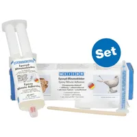 WEICON Epoxyd-Minutenkleber Kleber/Mischdüse/Holzspatel/Handschuhe transp.Set