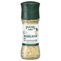 Fuchs Gewürze - Knoblauch Mix Gewürzzubereitung - gerösteter Knoblauch mit Petersilie mit verstellbarem Mahlwerk - 60 g in wiederverwendbarer Mühle