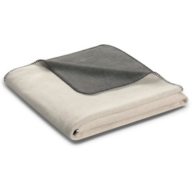 Biederlack Kuscheldecke Melange 150 x 200 cm Mischgewebe Natur / Silber