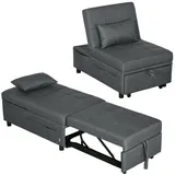 Homcom Schlafsessel 4-in-1 Textil 181 x 43 x 65,5 cm Grau mit Kissen