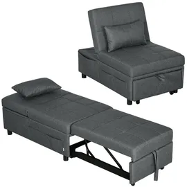 Homcom Schlafsessel 4-in-1 Textil 181 x 43 x 65,5 cm Grau mit Kissen