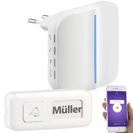 Somikon WLAN-Steckdosen-Empfänger & kinetischer Klingelknopf, App, 100m, 80dB