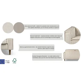 Home Affaire 3-Sitzer HOME AFFAIRE "Pinto Skandi,Maxi-Ausführung, 236 cm, Chenille, Struktur", grau (silber grau), B:236cm H:89cm T:97cm, 100% Polyester, Sofas, mit Keder, Massivholzfüße Eiche geräuchert, Wellenunterfederung