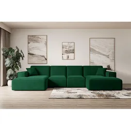 altdecor Wohnlandschaft, Grün, Textil, 6-Sitzer, U-Form, 349x80x169 cm, Wohnzimmer, Sofas - Couches, Wohnlandschaften, Wohnlandschaften in U-Form